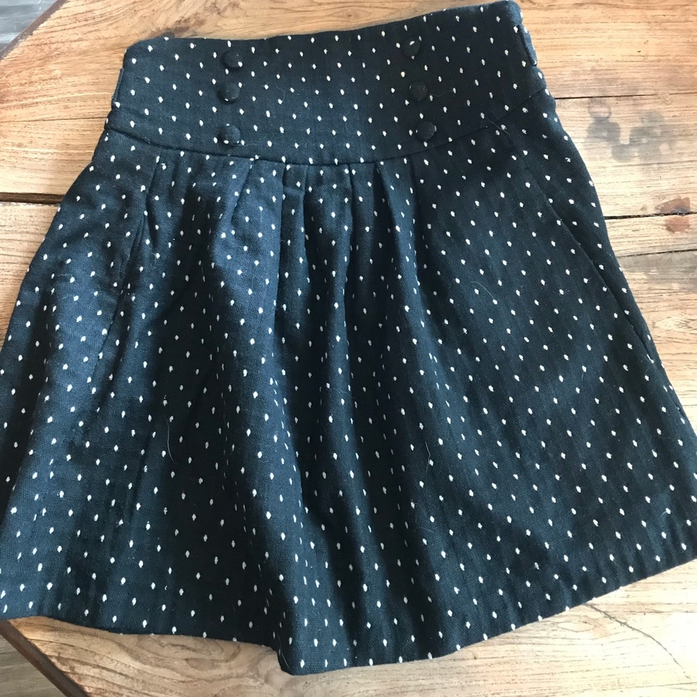 Black tweed Hedonia skirt with white dots